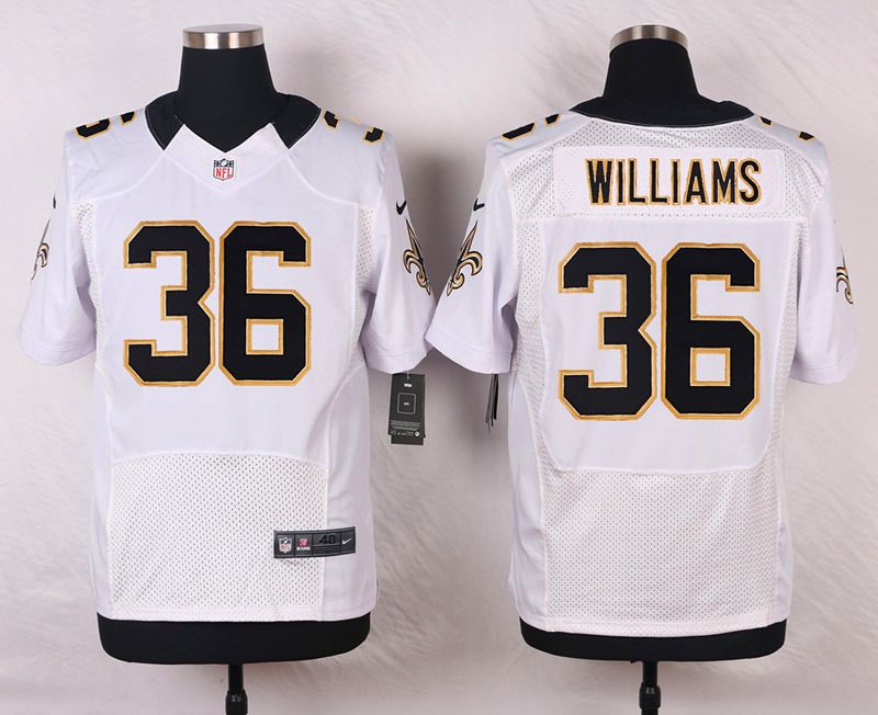 Nike NFL New Orleans Saints #36 Williams White Elite Jersey