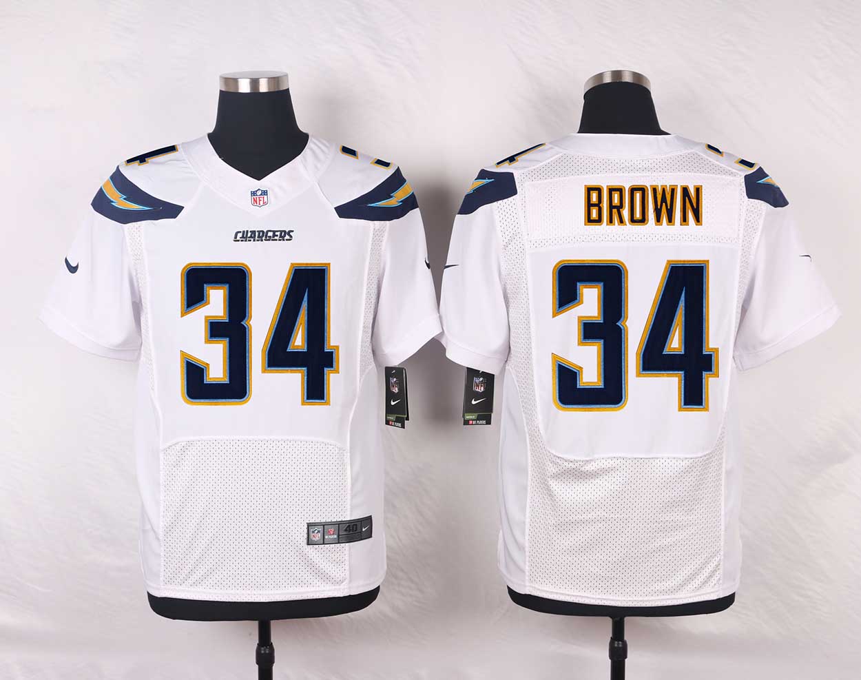 Nike NFL San Diego Chargers #34 Brown White Elite Jersey