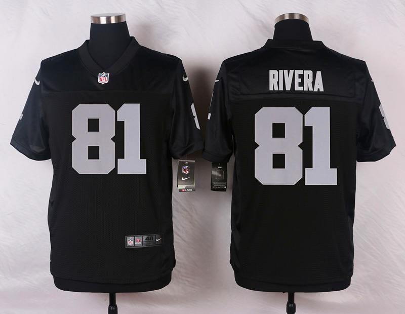 Nike NFL Oakland Raiders #81 Rivera Black Elite Jersey