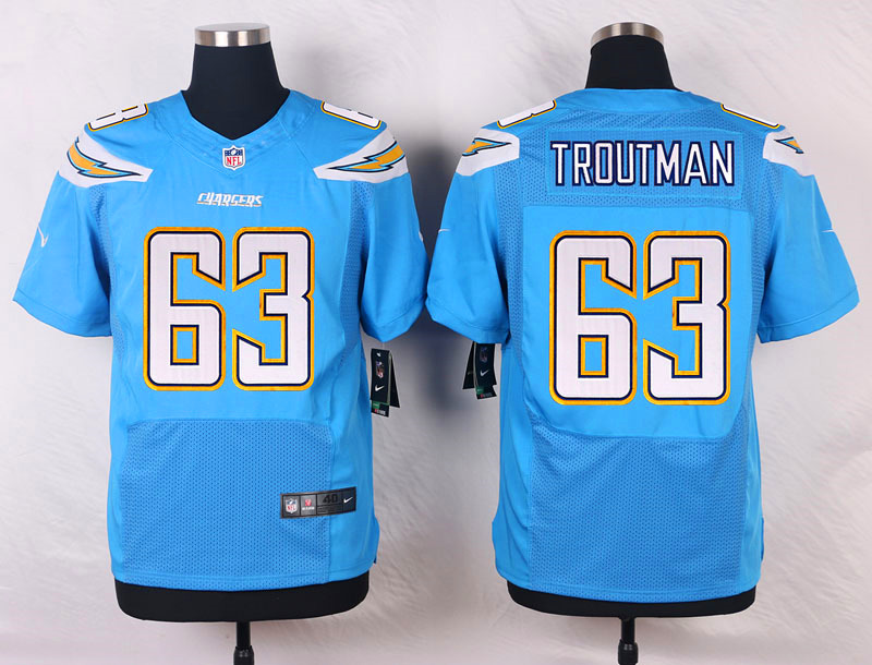 Nike NFL San Diego Chargers #63 Troutman L.Blue Elite Jersey