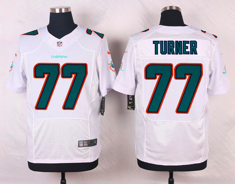 Nike NFL Miami Dolphins #77 Turner White Elite Jersey