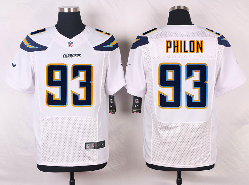 Nike NFL San Diego Chargers #93 Phildn White Elite Jersey