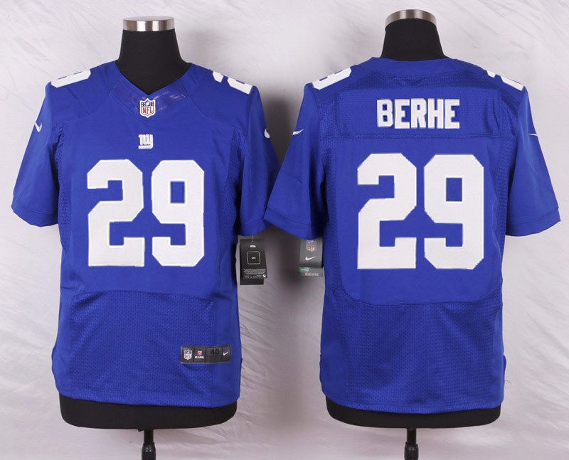 Nike NFL New York Giants #29 Berhe Blue Elite Jersey