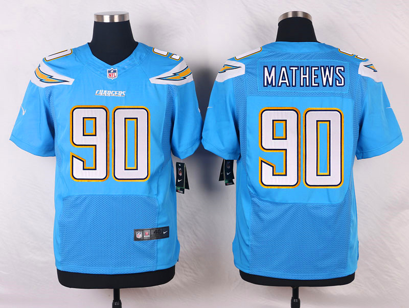 Nike NFL San Diego Chargers #90 Mathews L.Blue Elite Jersey