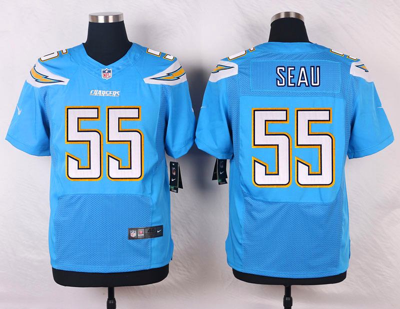 Nike NFL San Diego Chargers #55 Seau L.Blue Elite Jersey