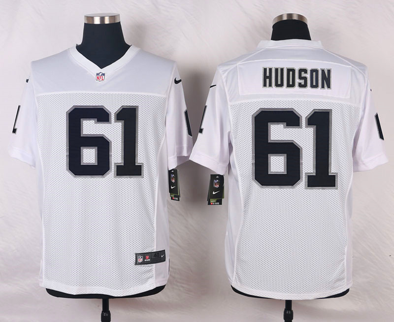 Nike NFL Oakland Raiders #61 Hudson White Elite Jersey