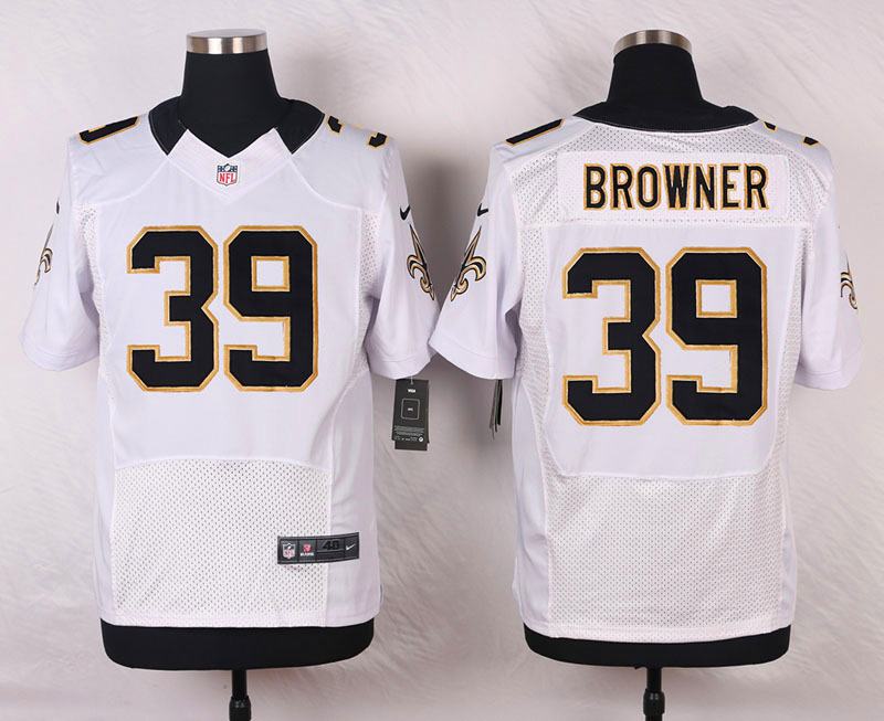 Nike NFL New Orleans Saints #39 Browner White Elite Jersey