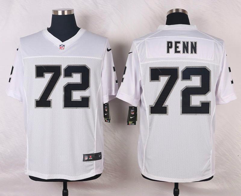 Nike NFL Oakland Raiders #72 Penn White Elite Jersey