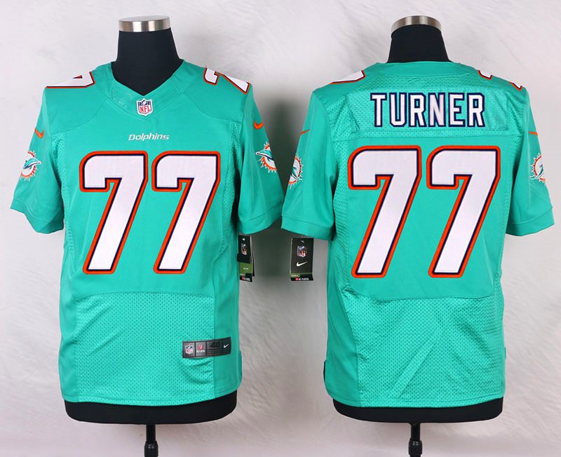 Nike NFL Miami Dolphins #77 Turner Green Elite Jersey