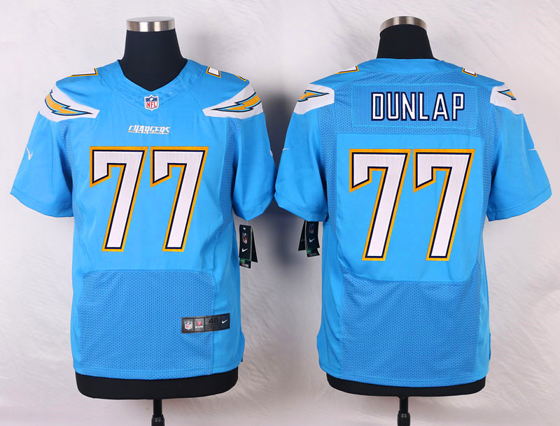 Nike NFL San Diego Chargers #77 Dunlap L.Blue Elite Jersey