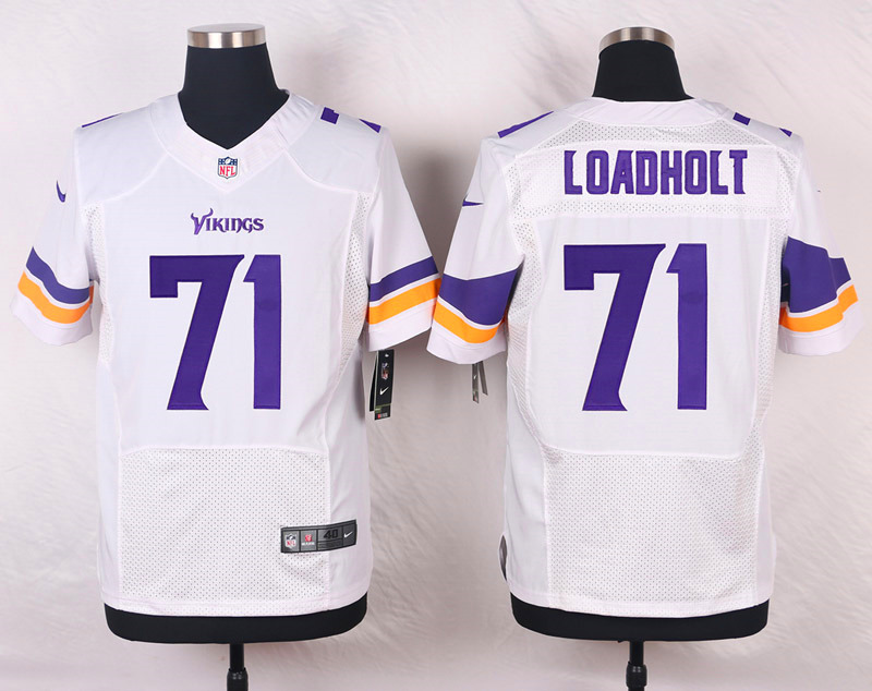 Nike NFL Minnesota Vikings #71 Loadholt White Elite Jersey