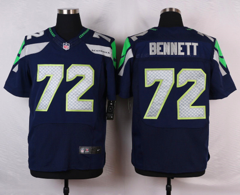 Nike NFL Seattle Seahawks #72 Bennett D.Blue Elite Jersey