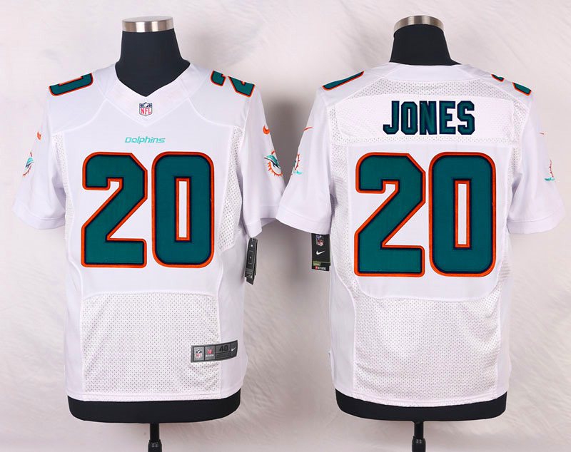 Nike NFL Miami Dolphins #20 Jones White Elite Jersey