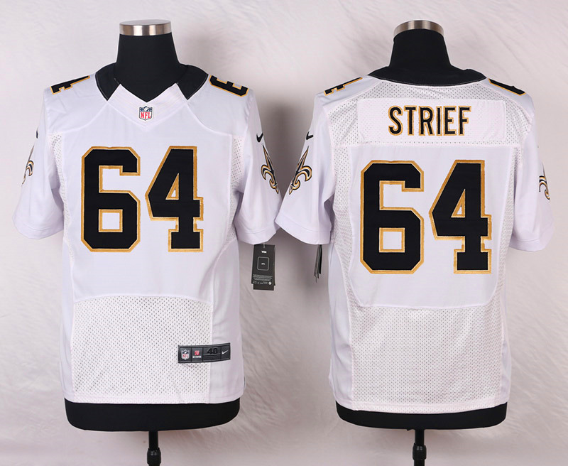 Nike NFL New Orleans Saints #64 Strief White Elite Jersey