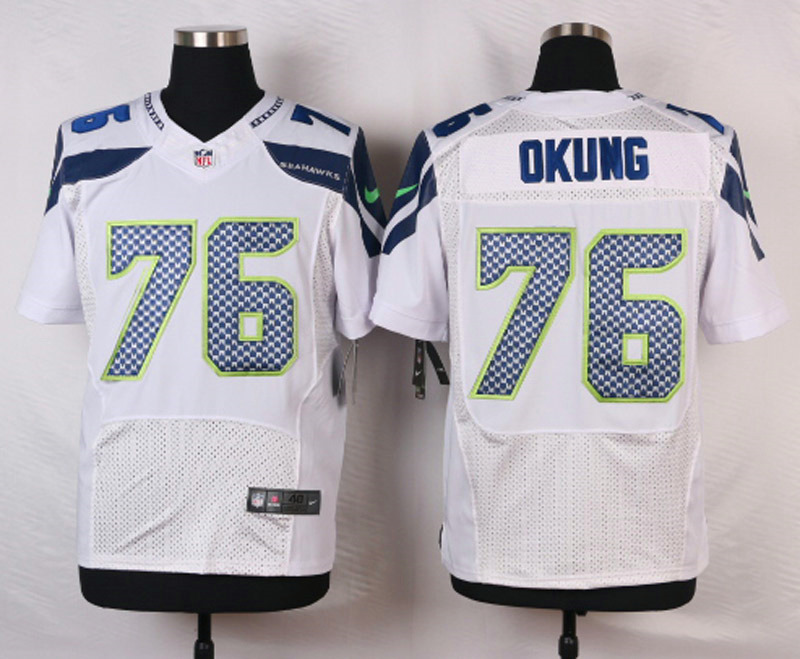 Nike NFL Seattle Seahawks #76 Okung White Elite Jersey