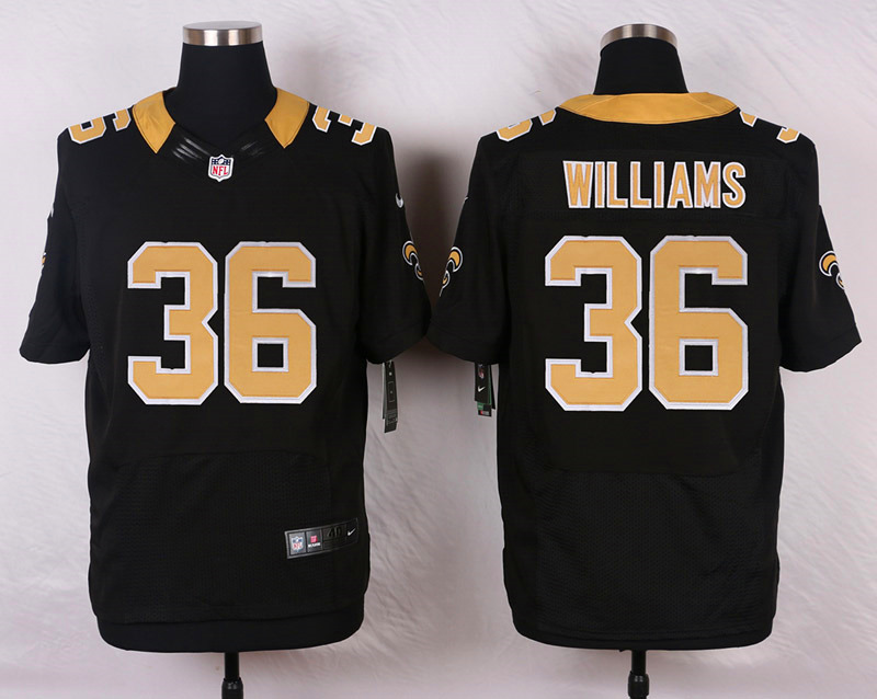 Nike NFL New Orleans Saints #36 Williams Black Elite Jersey