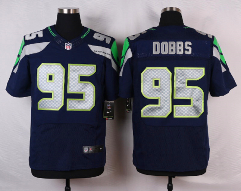 Nike NFL Seattle Seahawks #95 Dobbs D.Blue Elite Jersey