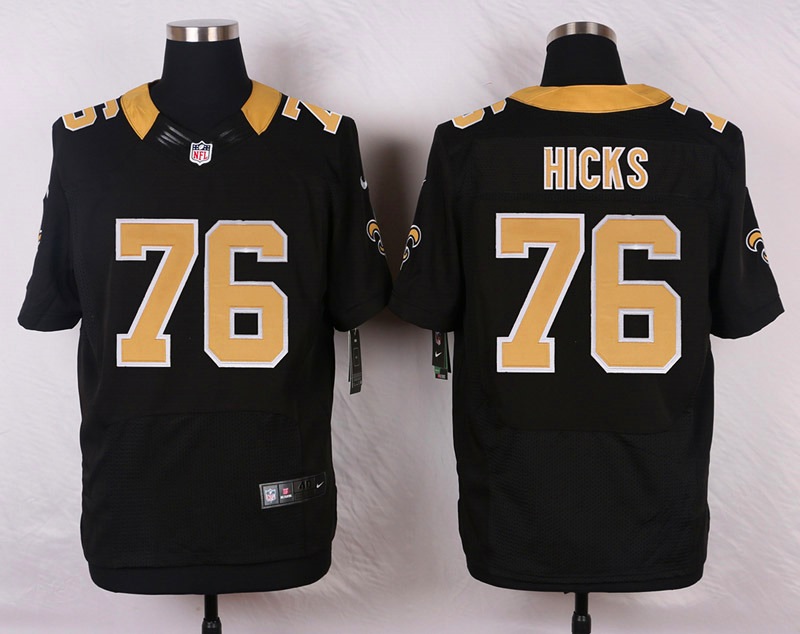 Nike NFL New Orleans Saints #76 Nicks Black Elite Jersey