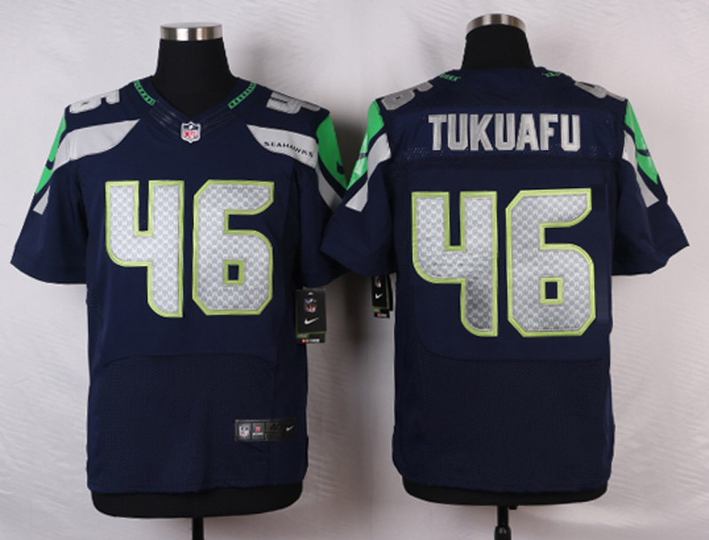 Nike NFL Seattle Seahawks #46 Tukuafu D.Blue Elite Jersey