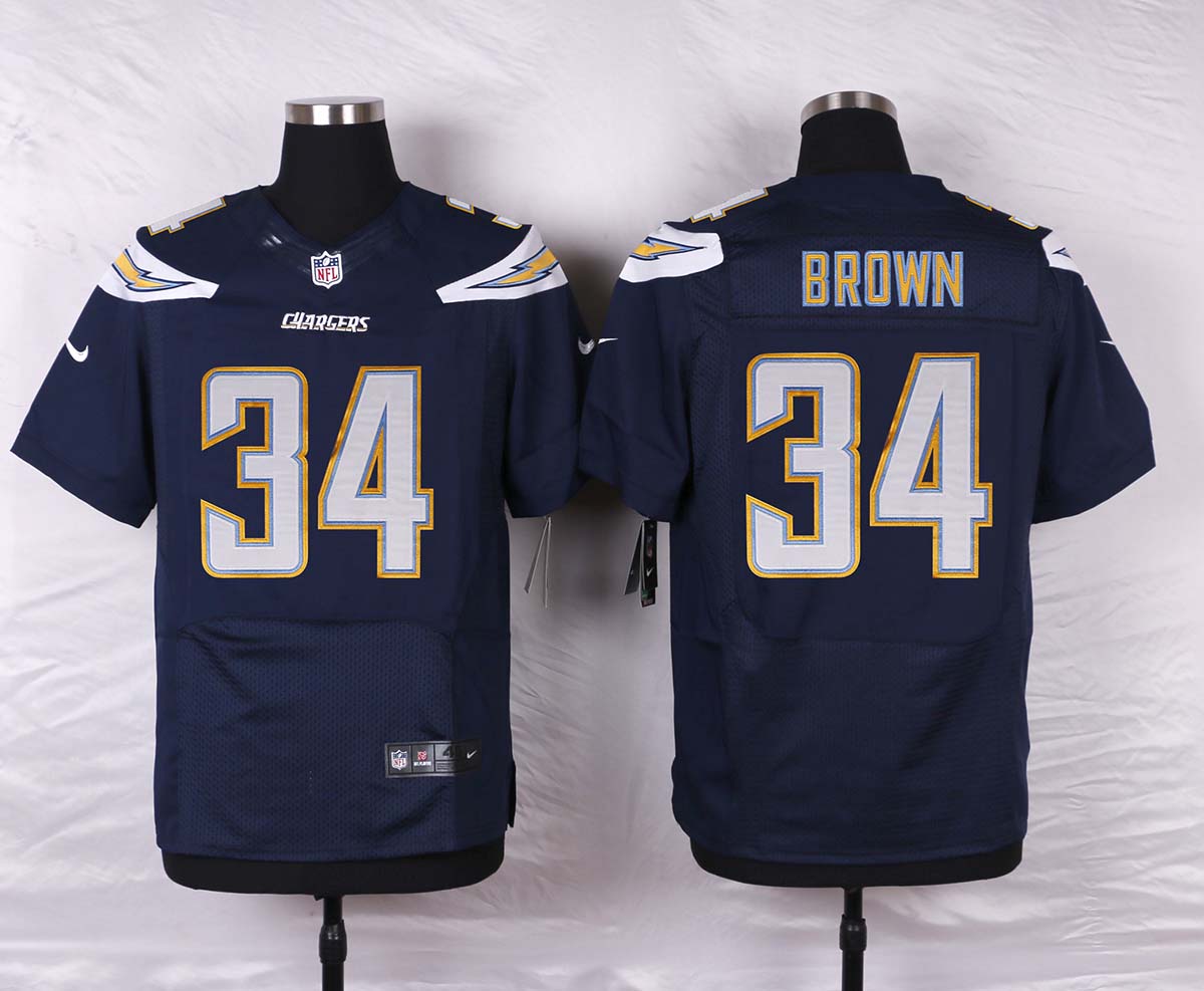 Nike NFL San Diego Chargers #34 Brown D.Blue Elite Jersey