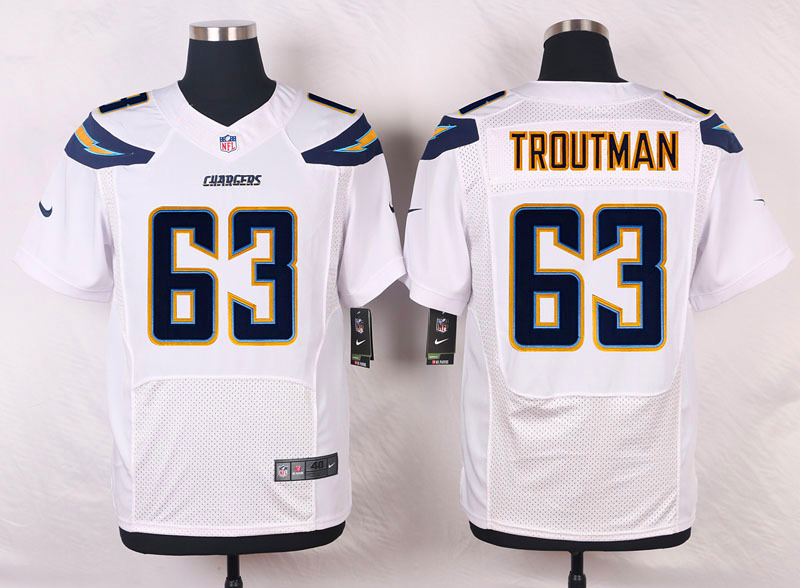 Nike NFL San Diego Chargers #63 Troutman White Elite Jersey