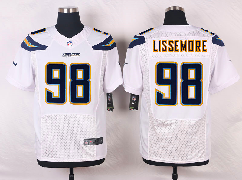 Nike NFL San Diego Chargers #98 Lissemore White Elite Jersey