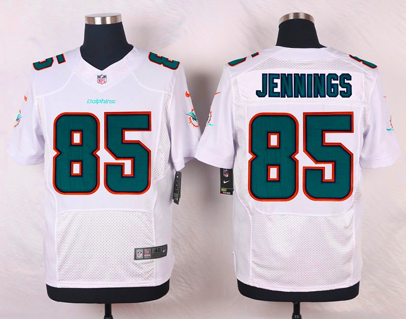 Nike NFL Miami Dolphins #85 Jennings White Elite Jersey