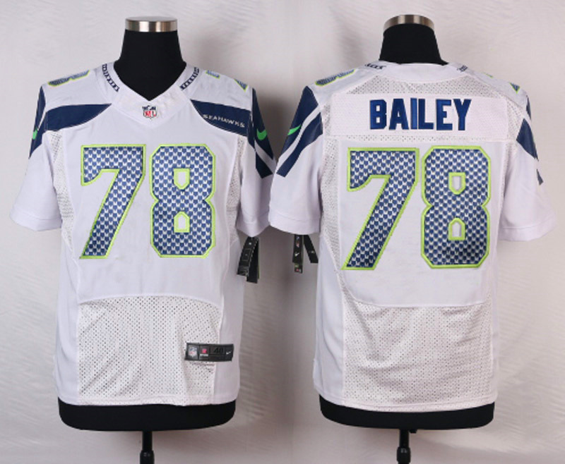 Nike NFL Seattle Seahawks #78 Bailey White Elite Jersey