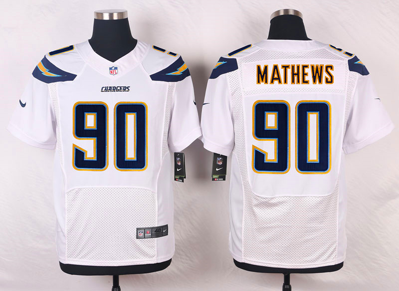 Nike NFL San Diego Chargers #90 Mathews White Elite Jersey