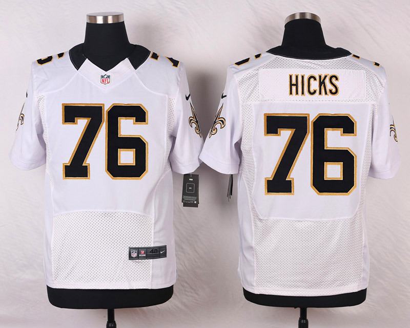 Nike NFL New Orleans Saints #76 Hicks White Elite Jersey