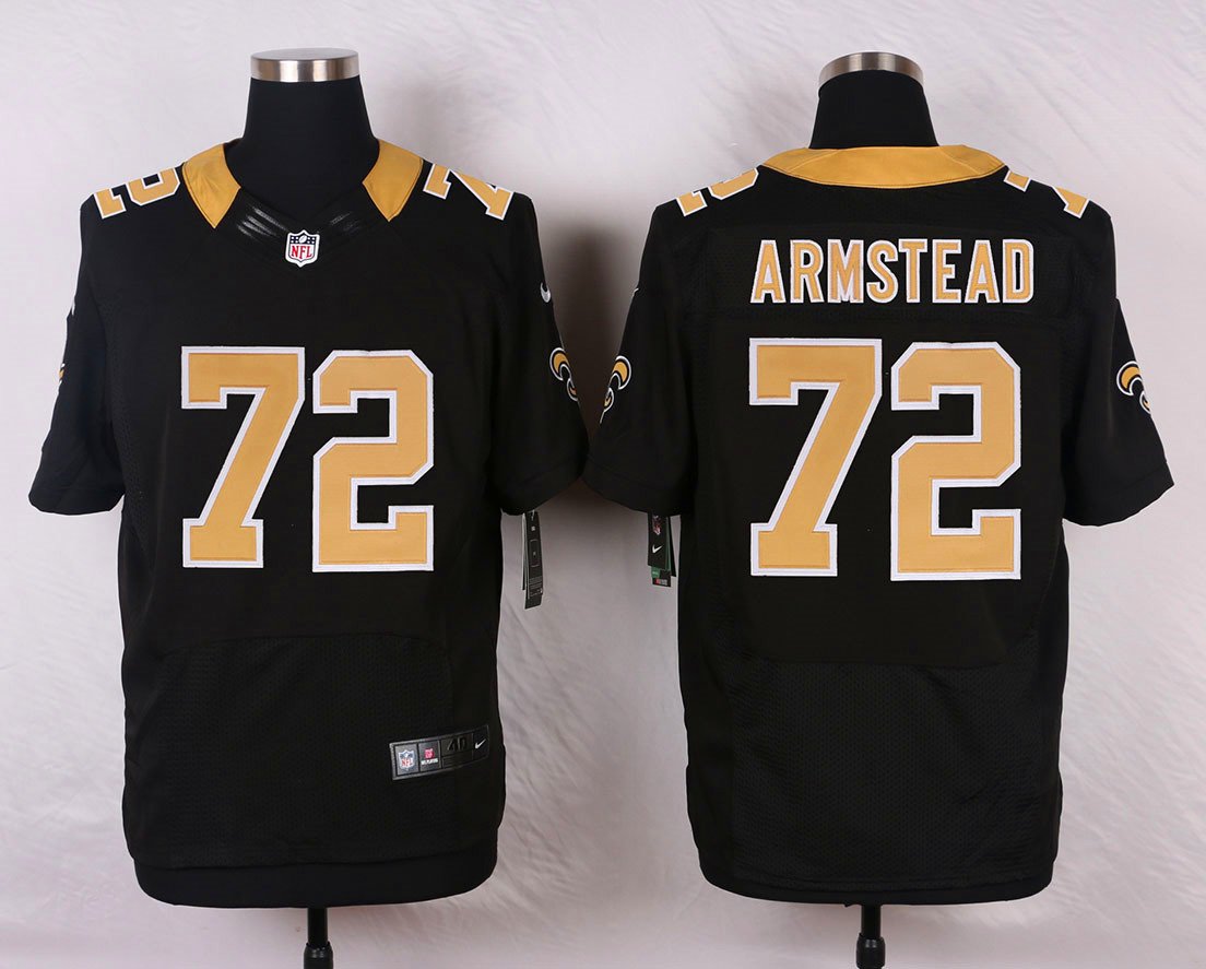 Nike NFL New Orleans Saints #72 Armstead Black Elite Jersey