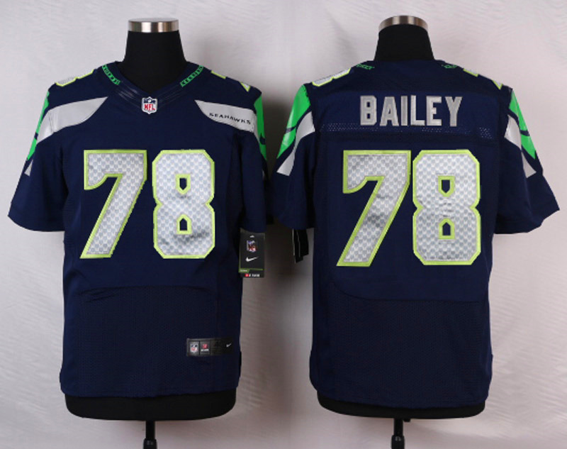 Nike NFL Seattle Seahawks #78 Bailey D.Blue Elite Jersey