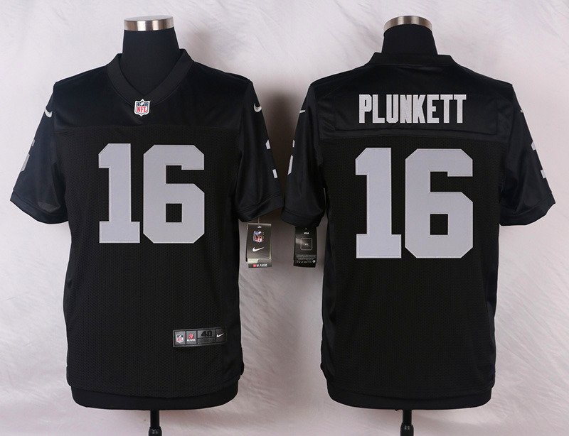 Nike NFL Oakland Raiders #16 Plunkett Black Elite Jersey