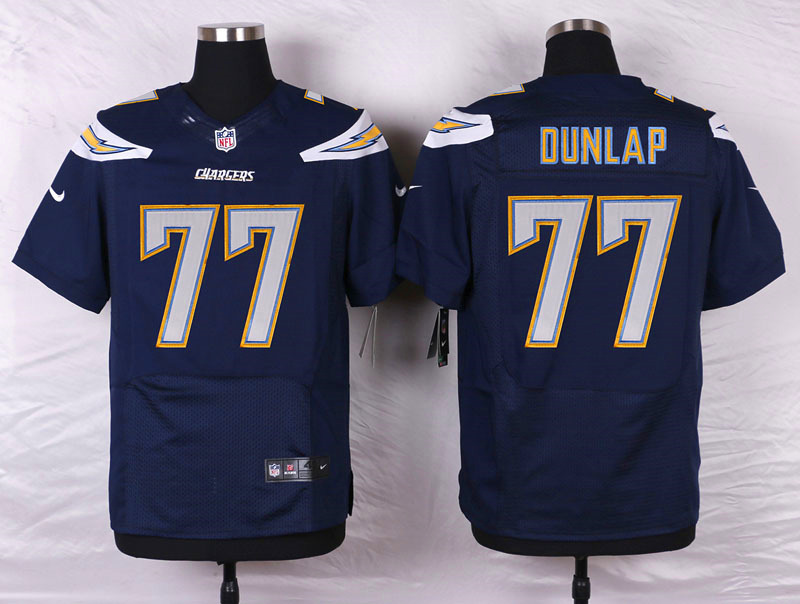 Nike NFL San Diego Chargers #77 Dunlap D.Blue Elite Jersey