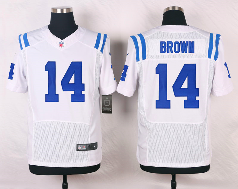 Nike NFL Indianapolis Colts #14 Brown White Elite Jersey