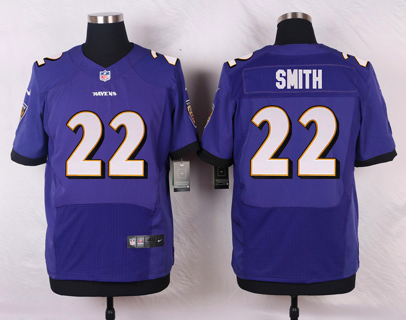 Nike NFL Baltimore Ravens #22 Smith Purple Elite Jersey