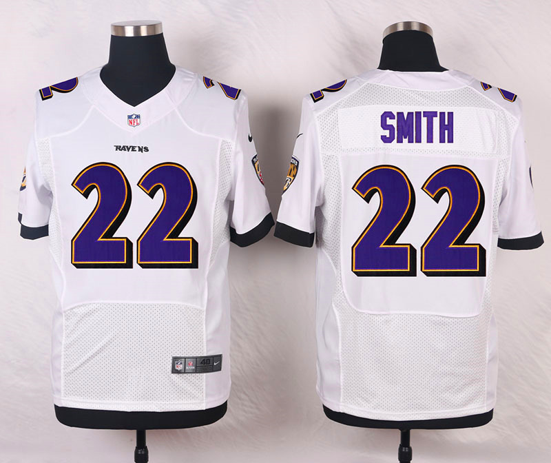 Nike NFL Baltimore Ravens #22 Smith White Elite Jersey