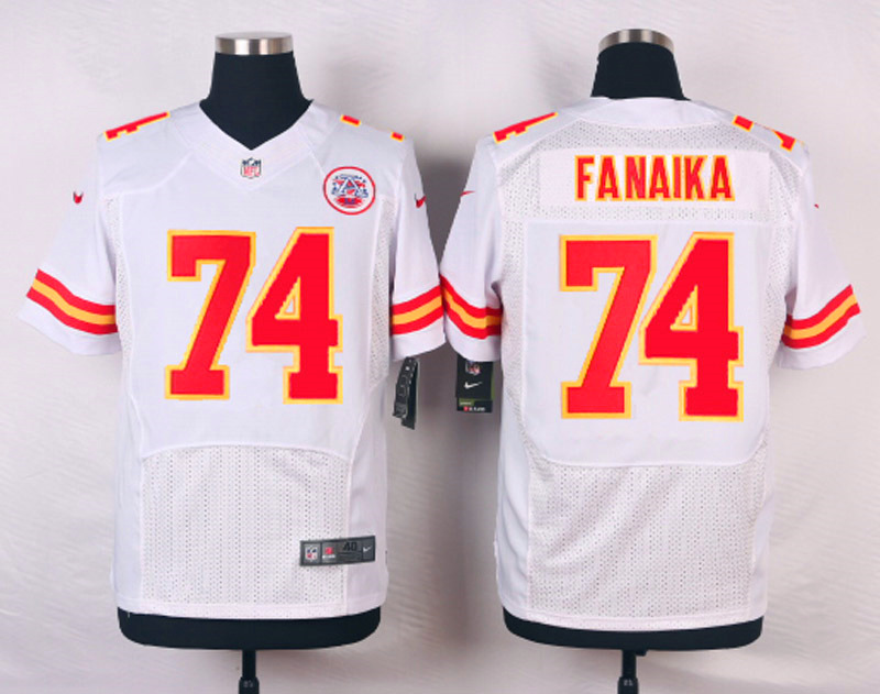 Nike NFL Kansas City Chiefs #74 Fanaika White Elite Jersey