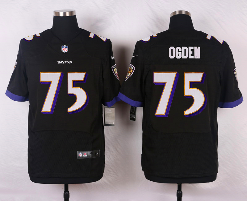 Nike NFL Baltimore Ravens #75 Ogden Black Elite Jersey