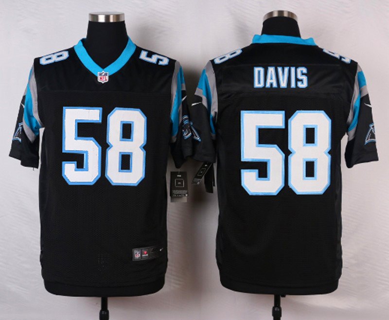 Nike NFL Carolina Panthers #85 Davis Black Elite Jersey