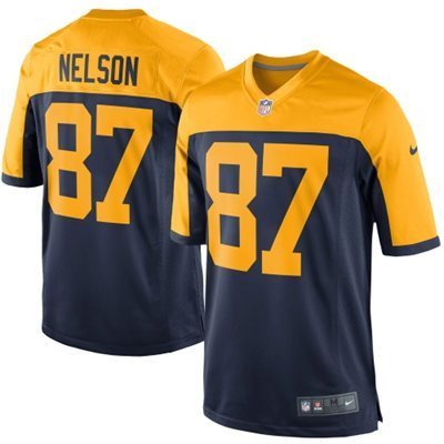 Kids Nike Green Bay Packers #87 Nelson Blue Yellow Jersey