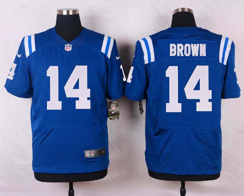 Nike NFL Indianapolis Colts #14 Brown Blue Elite Jersey