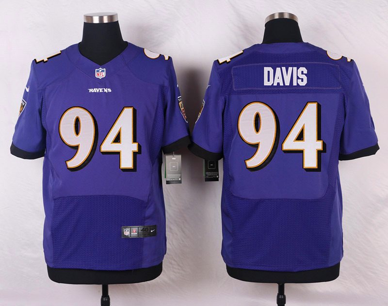 Nike NFL Baltimore Ravens #94 Davis Purple Elite Jersey