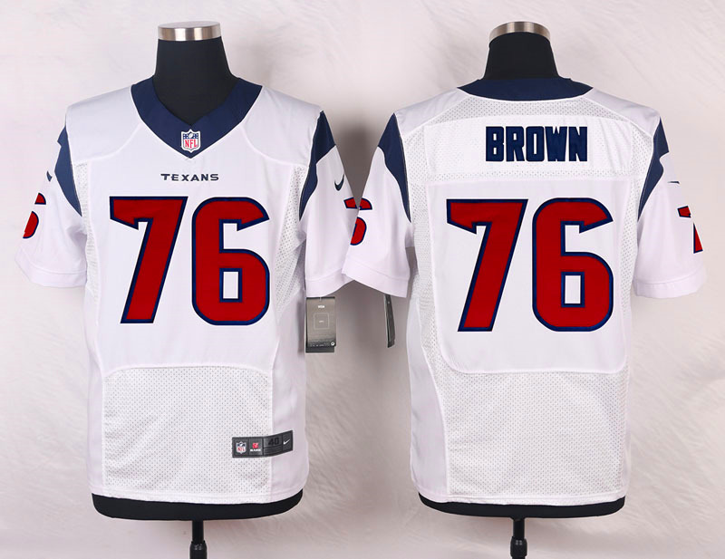 Nike Houston Texans #76 Brown White Elite Jersey