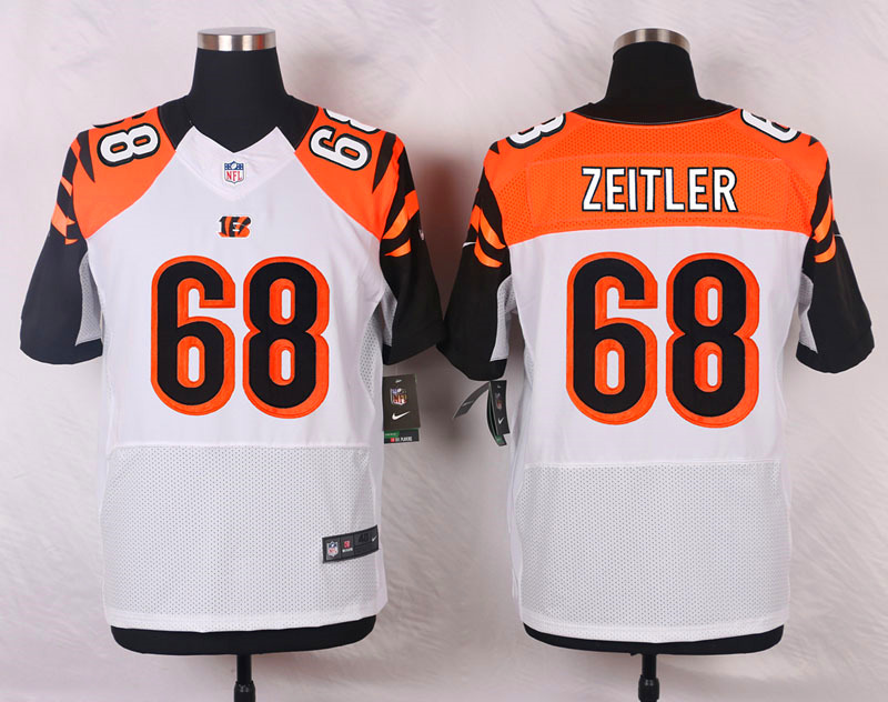 Nike NFL Cincinnati Bengals #68 Zeitler White Elite Jersey