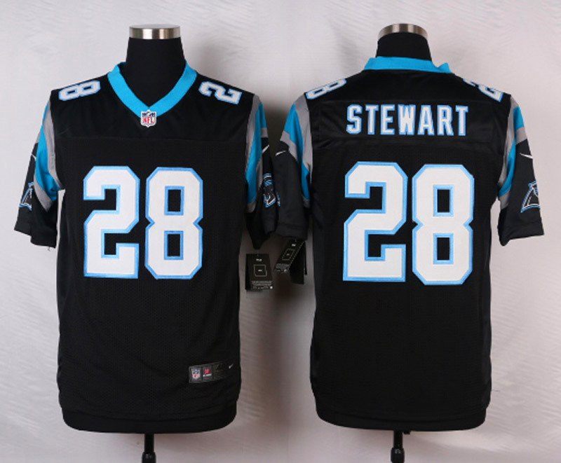 Nike NFL Carolina Panthers #28 Stewart Black Elite Jersey