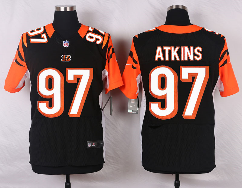 Nike NFL Cincinnati Bengals #97 Atkins Black Elite Jersey