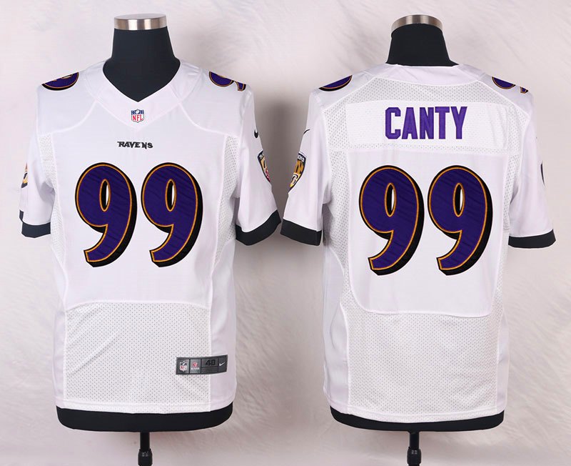 Nike NFL Baltimore Ravens #99 Canty White Elite Jersey