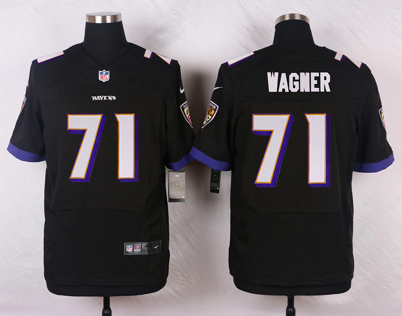 Nike NFL Baltimore Ravens #71 Wagner Black Elite Jersey