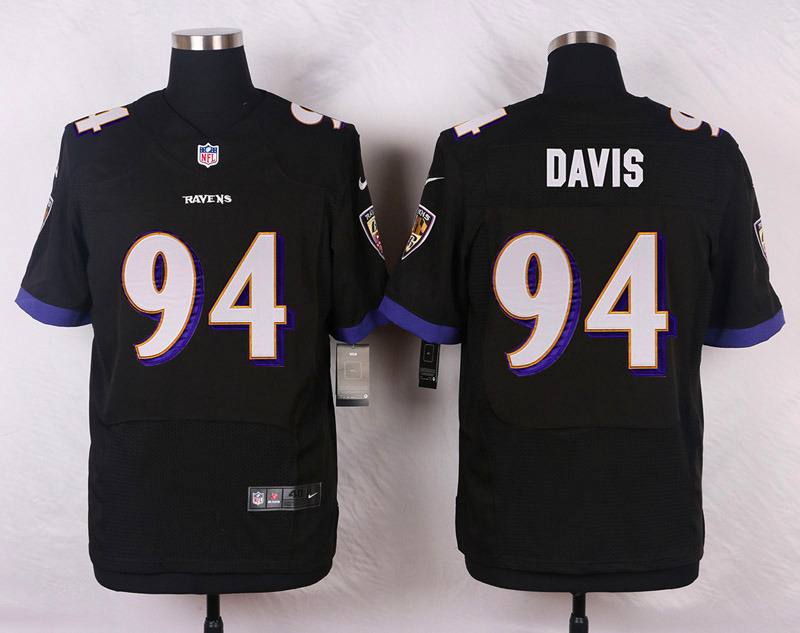 Nike NFL Baltimore Ravens #94 Davis Black Elite Jersey